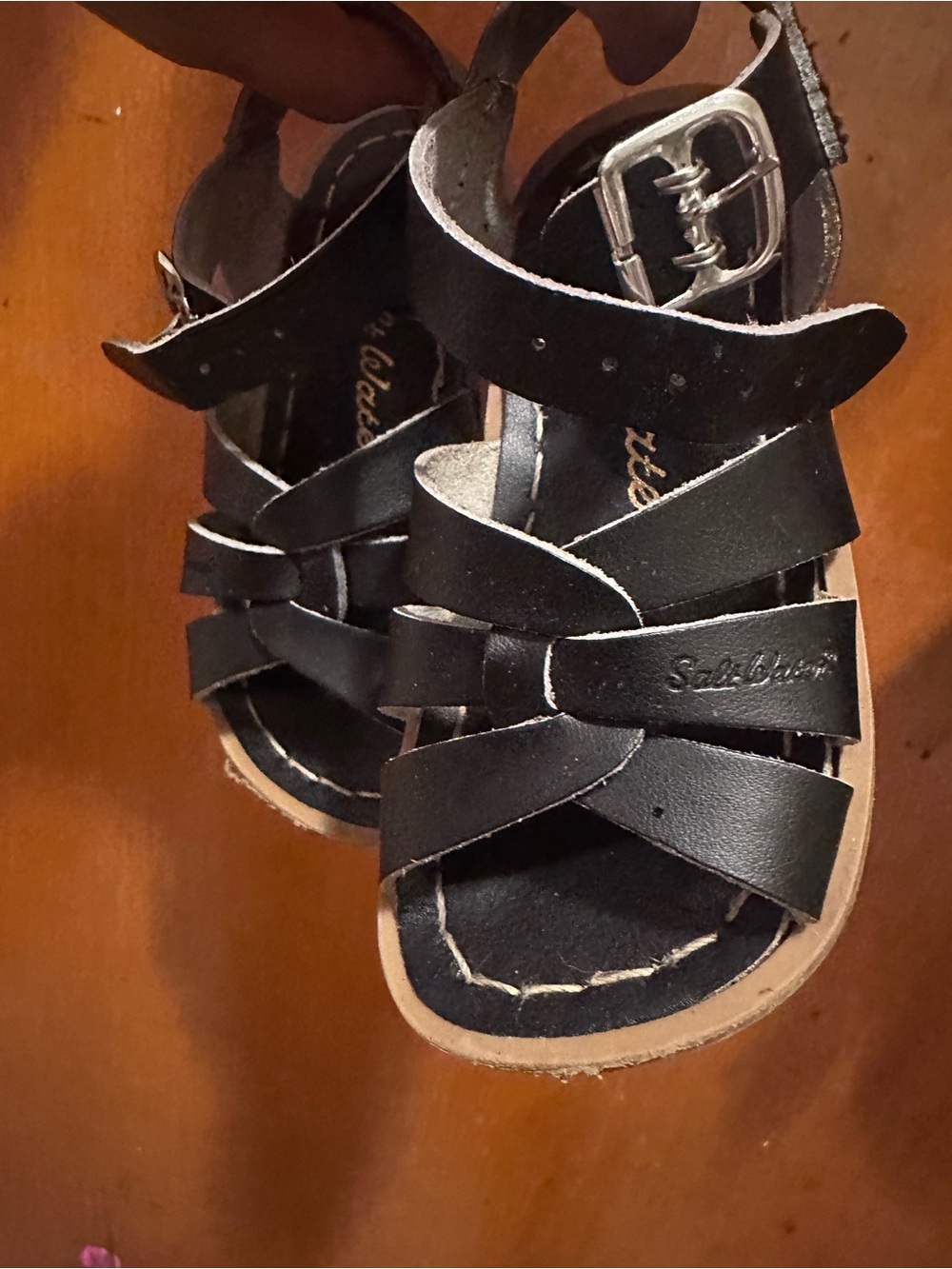 Salt Water Sandals by Hoy Black Leather Kids Gladiator Sandals